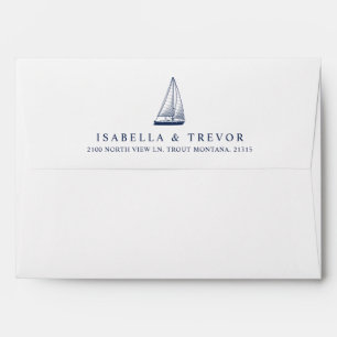 Nautical Vintage Sailboat   Striped Pre-Adressed Envelope