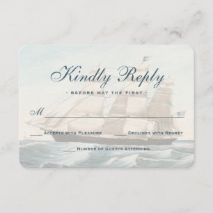 Nautical Vintage Sailing Ship Classic RSVP