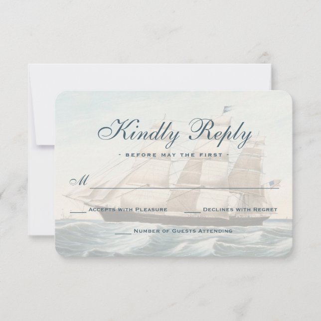 Nautical Vintage Sailing Ship Classic RSVP (Front)