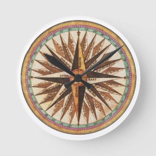 Nautical Vintage Ship’s Compass Navigator Sailin Round Clock