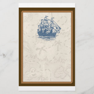 Nautical Vintage Ship Treasure Map Stationery