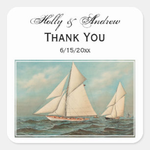 Nautical Vintage Yachts Racing #1 Gift Tag Seal