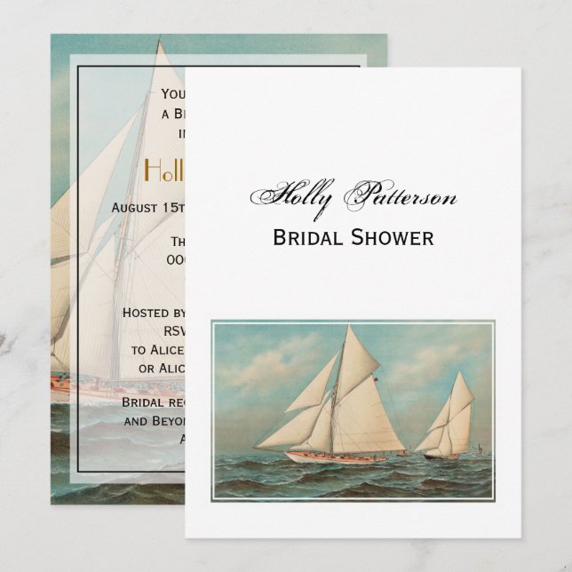 Nautical Vintage Yachts Racing #1 Invitation (Front/Back)