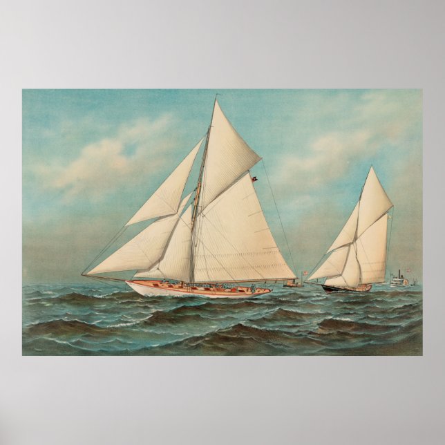 Nautical Vintage Yachts Racing #1 Poster (Front)
