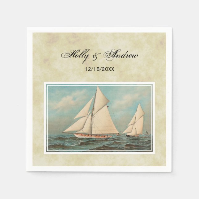 Nautical Vintage Yachts Racing #1 TS Background Napkin (Front)