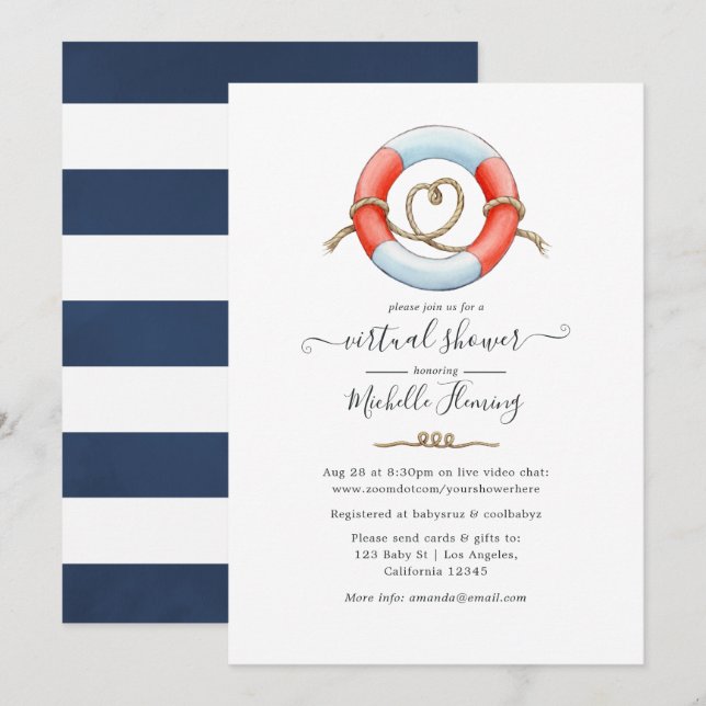 Nautical Virtual Shower Invitation (Front/Back)