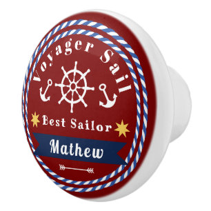 Nautical Voyager Best Sailor Red Ceramic Knob