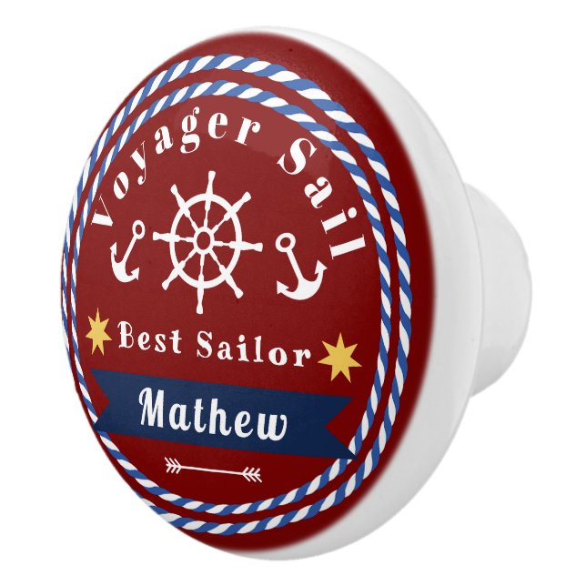 Nautical Voyager Best Sailor Red Ceramic Knob (Right)