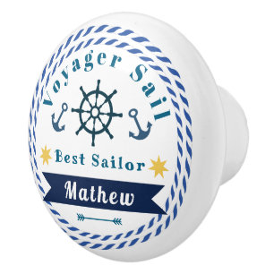 Nautical Voyager Best Sailor White Ceramic Knob