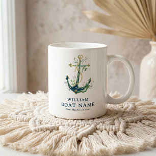 Nautical Watercolor Anchor Personalised Coffee Mug
