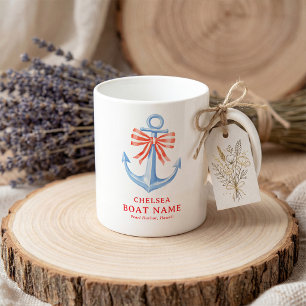 Nautical Watercolor Anchor Personalised  Coffee Mug