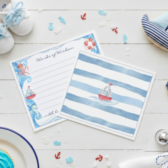 Nautical Watercolor Baby Shower Words of Wisdom (Creator Uploaded)