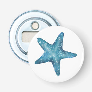 Nautical Watercolor Blue Starfish Bottle Opener