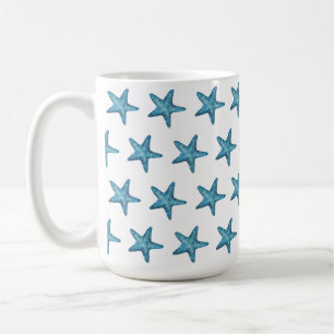Nautical Watercolor Blue Starfish Coffee Mug