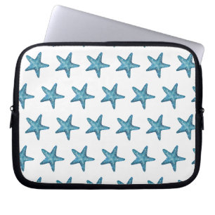 Nautical Watercolor Blue Starfish Laptop Sleeve