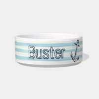 Nautical Watercolor Blue Striped Anchor Dog Name
