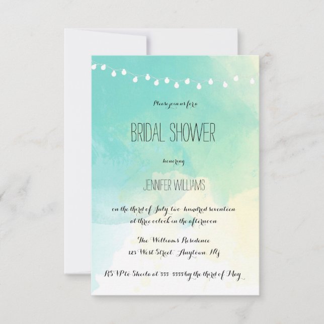 Nautical watercolor bridal shower invitations (Front)