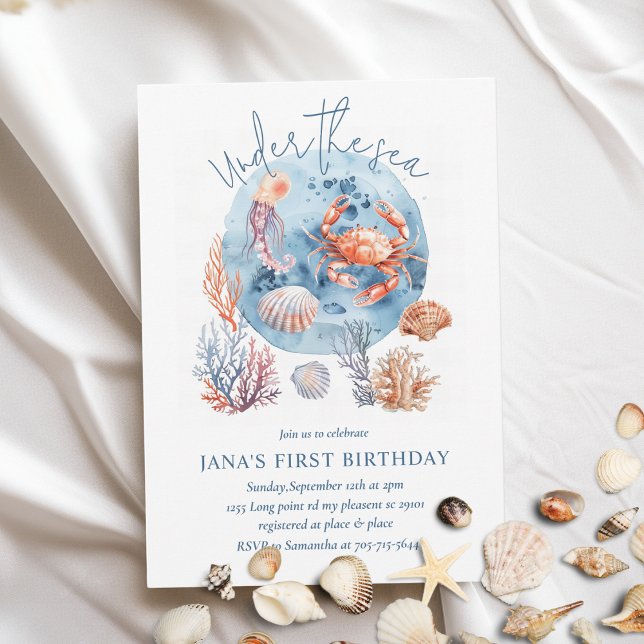 "Nautical Watercolor Coral Reef Delights Invitation (Creator Uploaded)