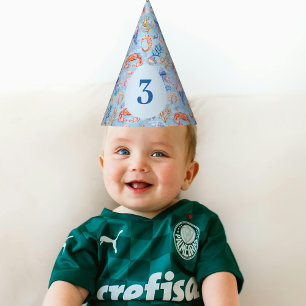 Nautical Watercolor Coral Reef Delights  Party Hat