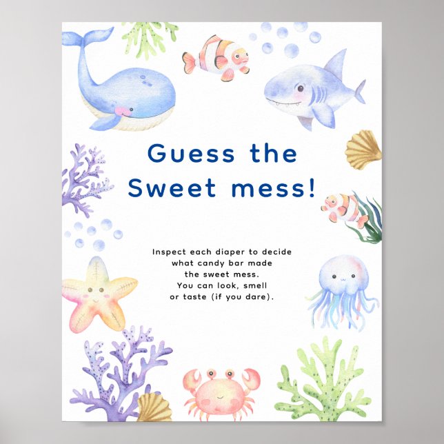 Nautical watercolor - Guess the sweet mess Poster (Front)