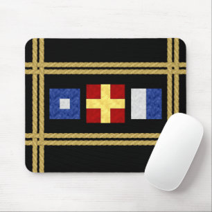 Nautical Watercolor Maritime Signal Flag Monogram Mouse Mat