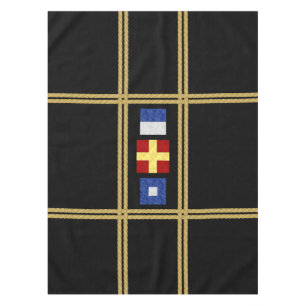 Nautical Watercolor Maritime Signal Flag Monogram Tablecloth