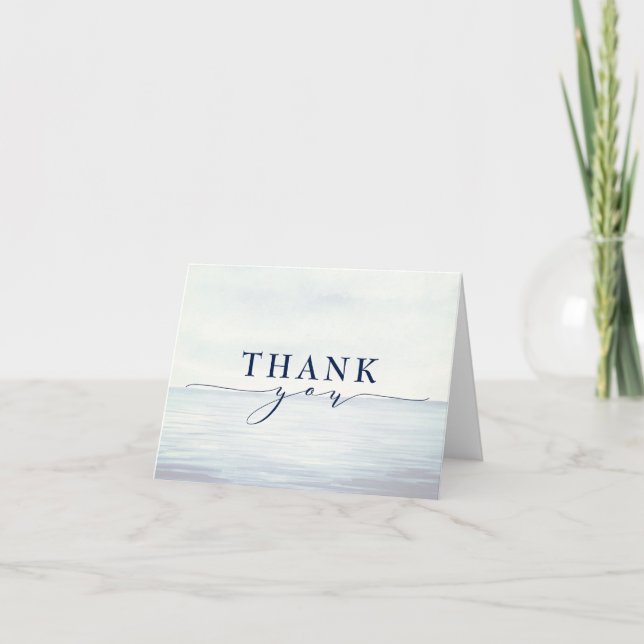 Nautical Watercolor Ocean Beach Thank You Card (Front)
