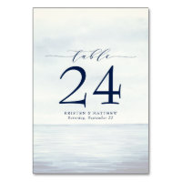 Nautical Watercolor Ocean Navy Blue Table Number