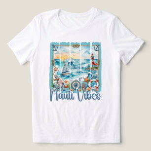 Nautical Watercolor Ocean Sunset Beach Lighthouse Tri-Blend Shirt