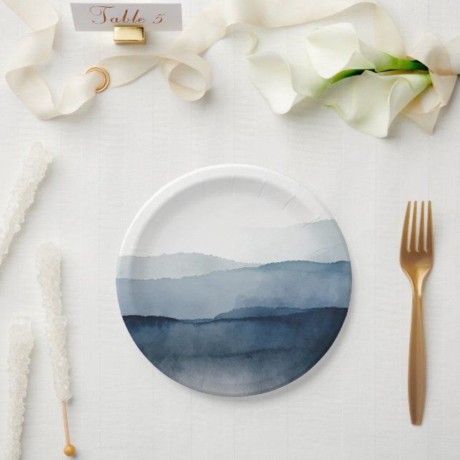 Nautical Watercolor  Paper Plate (Wedding)