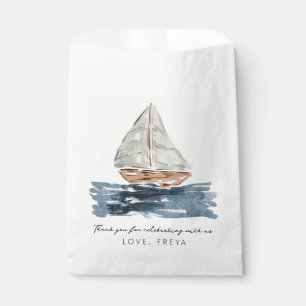 Nautical Watercolor Sailboat Baby Shower Thank You Favour Bags