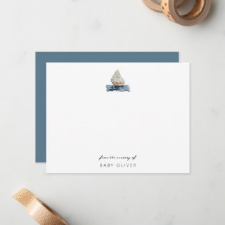 Nautical Watercolor Sailboat From the Nursery Baby Card