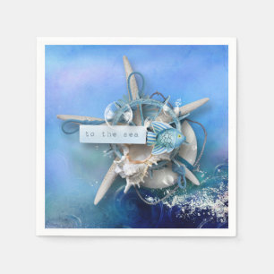 Nautical Watercolor To The Sea Napkin