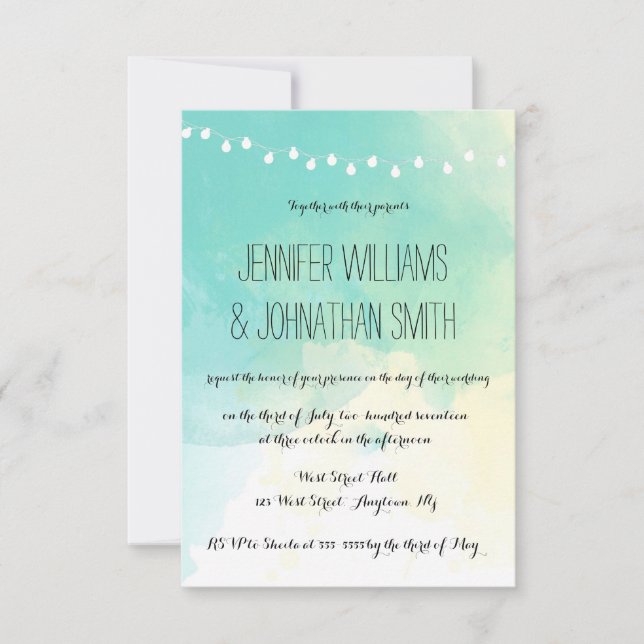 Nautical watercolor wedding invitations (Front)