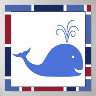 Nautical Wave Nursery Whale Poster