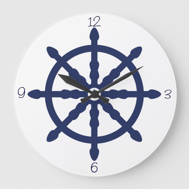 Nautical Wave Nursery Wheel Large Clock (Front)