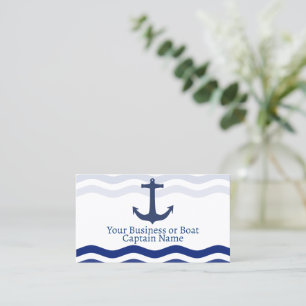 Nautical Waves and Boat Anchor Business Card