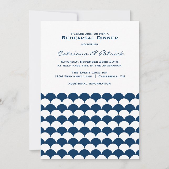 Nautical Waves Pattern Rehearsal Dinner Invitation (Front)