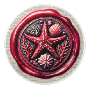 Nautical Wax Stamp Image Beach Drawer Knobs