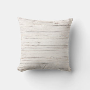 Nautical Weathered Rustic White Wood Coastal  Cushion
