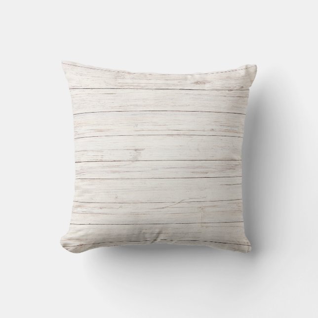 Nautical Weathered Rustic White Wood Coastal  Cushion (Front)