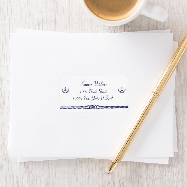 Nautical Wedding Address Labels With With Anchors (Insitu)