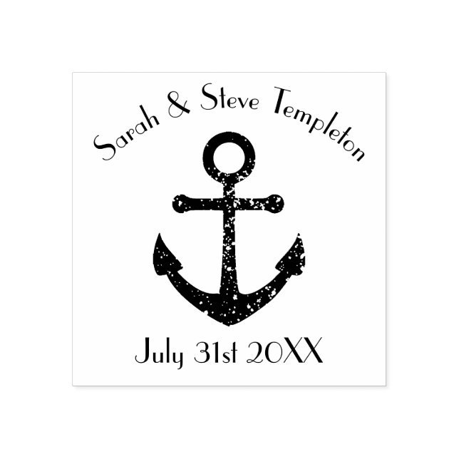 Nautical Wedding Anchor Bride and Groom Stamp (Imprint)