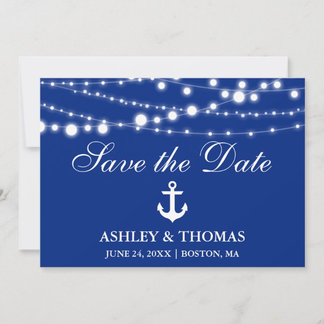 Nautical Wedding Anchor Lights Save the Date (Front)
