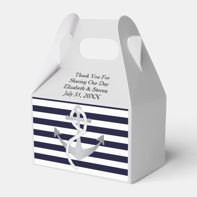 Nautical Wedding Anchor Modern Favour Boxes (Front Side)