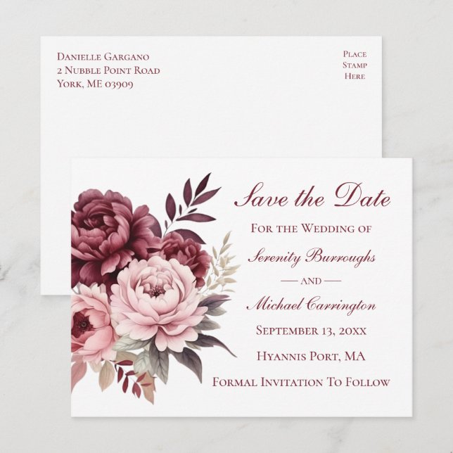 Nautical Wedding  Anchor Navy Blue Save The Date Postcard (Front/Back)