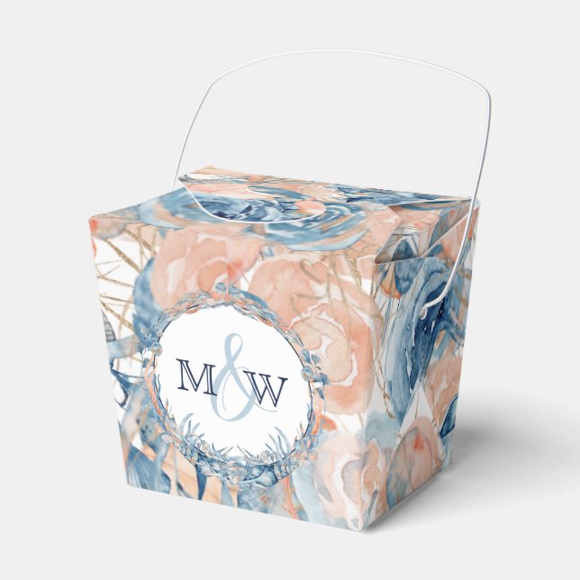 Nautical Wedding Beach Seashell and Rose Favour Box (Front Side)