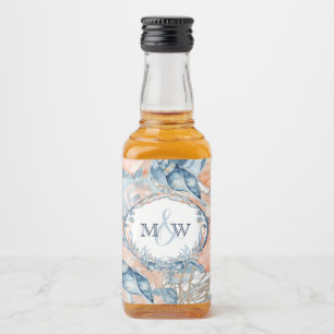 Nautical Wedding Beach Seashell and Roses Liquor Bottle Label