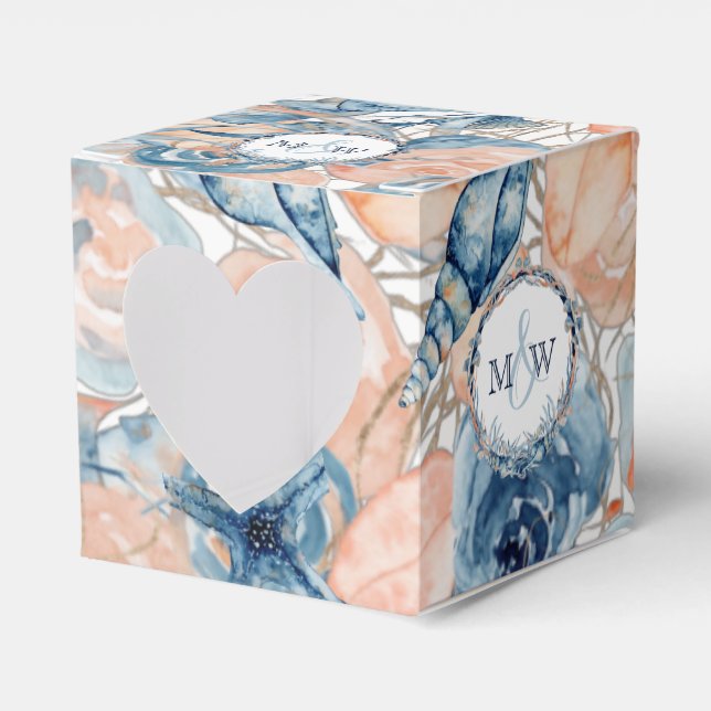 Nautical Wedding Beach Seashell Flowers  Favour Box (Front Side)