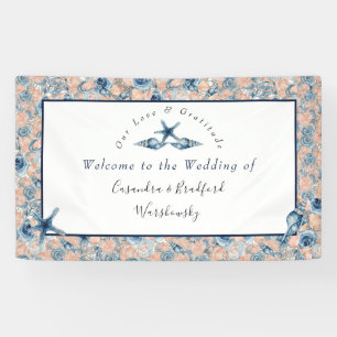 Nautical Wedding Beach Seashell Roses Honeymoon Banner